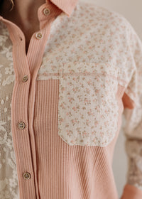 Contrast Knit & Lace Shacket