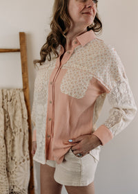 Contrast Knit & Lace Shacket