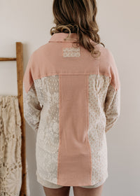Contrast Knit & Lace Shacket