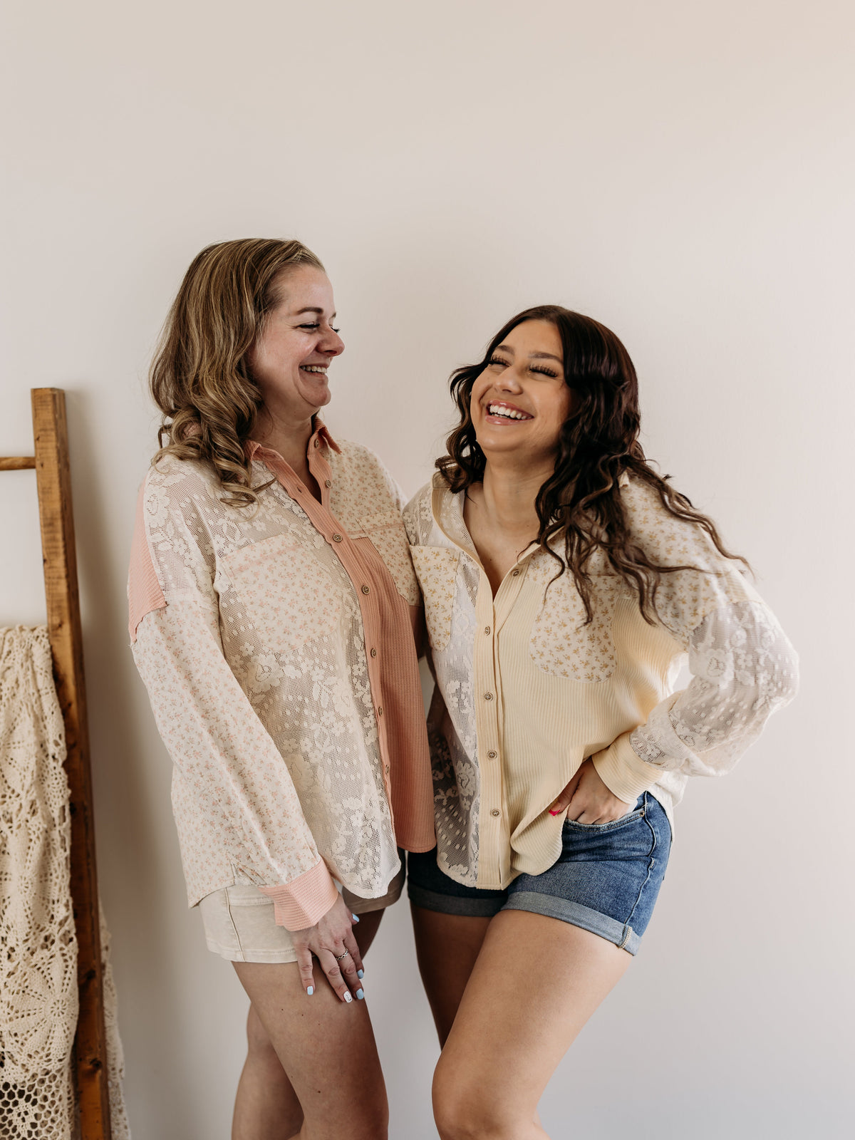 Contrast Knit & Lace Shacket