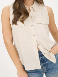 Button Down Sleeveless Shirt