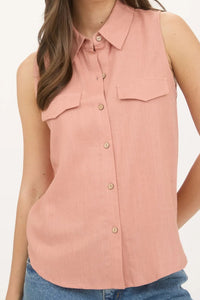 Button Down Sleeveless Shirt