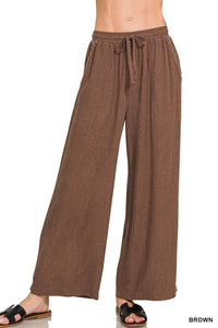 Wide-Leg Linen Blend Pants