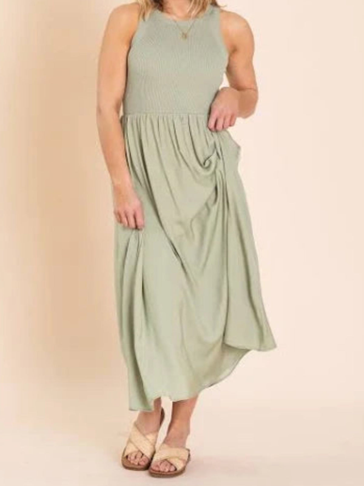 Mixed Media Sleeveless Dress
