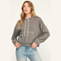 Cuffed Hoodie Pullover - Gray