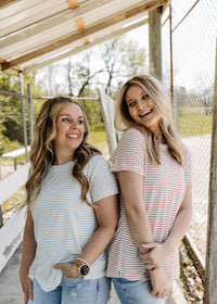 Round Neck Striped Relaxed Tee