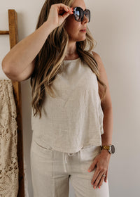 Sleeveless Side Button Linen Top