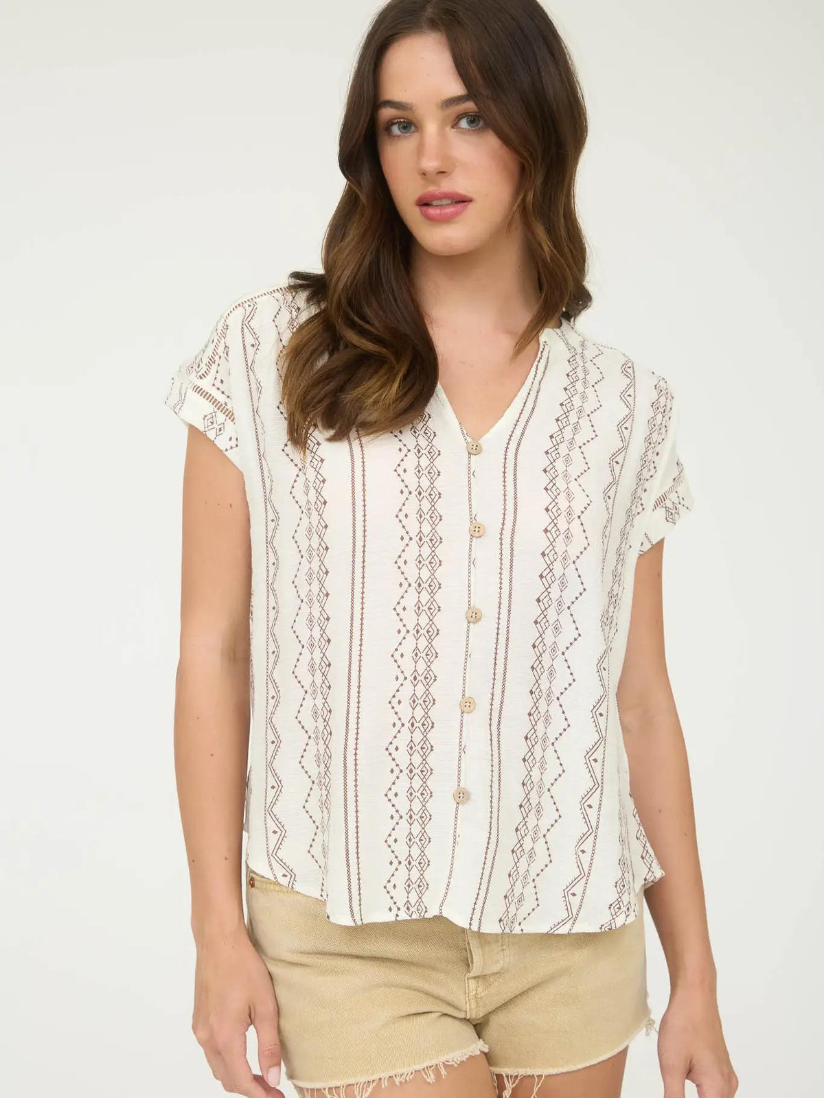 Geo Pattern Button Down - Natural