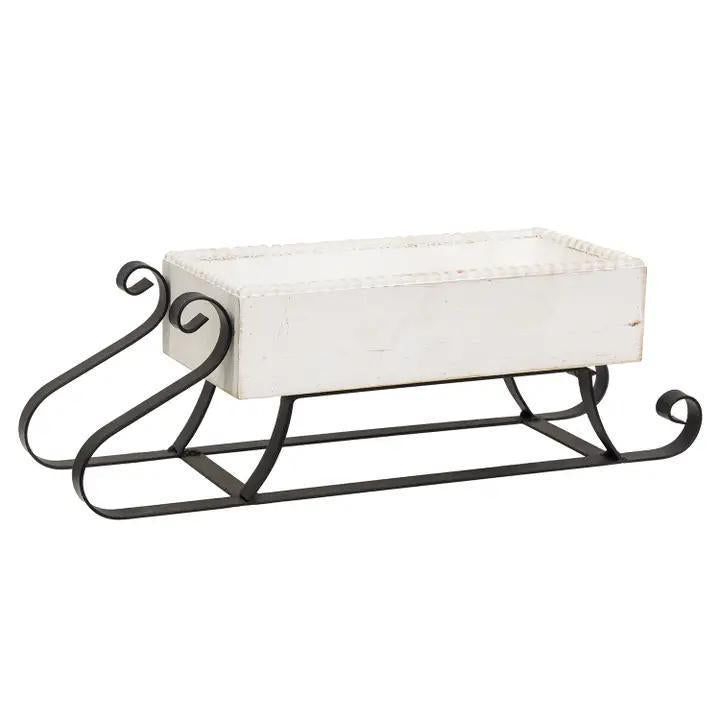 Distressed White Wood Sled
