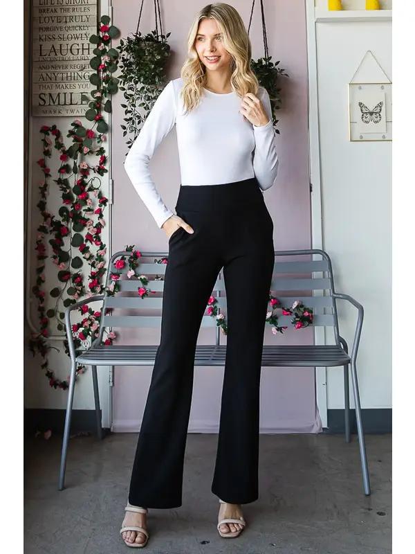 Plus Flare Pants w/ Pockets - Black