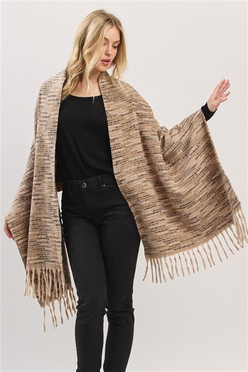 Multi-Tone Fringe Scarf - Beige