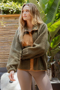 Colorblock Snap Button Down Jacket