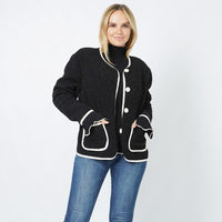 Collarless Button Up Sherpa Jacket