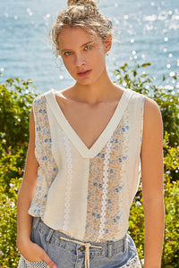 Oversized Sleeveless Lace Trim Top
