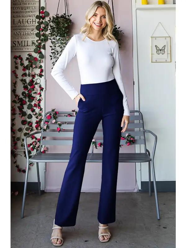 Plus Flare Pants w/ Pockets - Navy