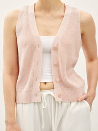 Knit V-Neck Button Up Vest