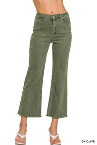 High Waist Frayed Bootcut Pants
