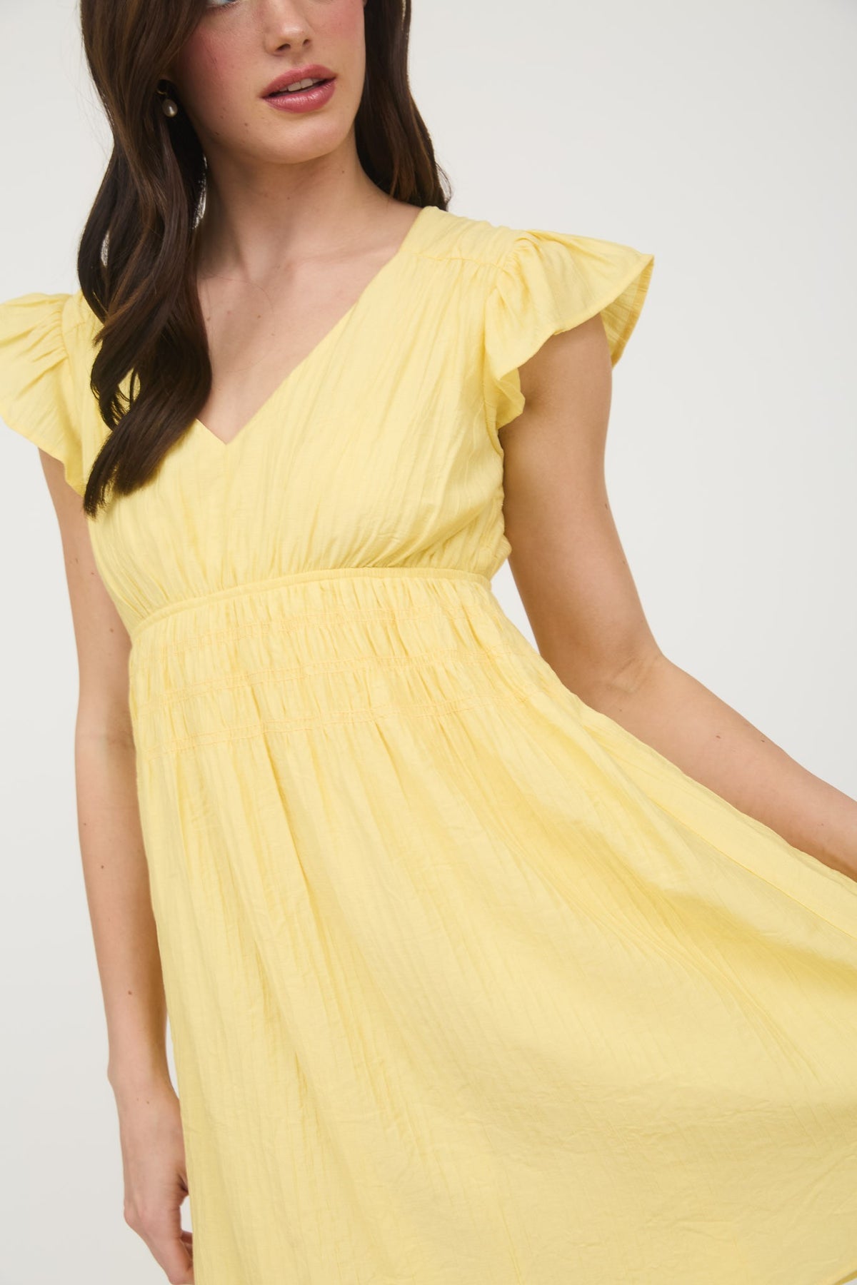 Ruffle Sleeve Smocked Waist Dress