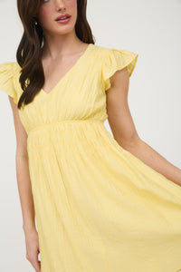Ruffle Sleeve Smocked Waist Dress