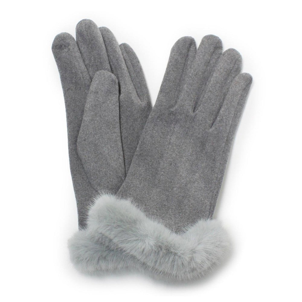 Suede Gloves W/Fur Wrist Cuff