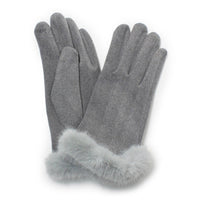 Suede Gloves W/Fur Wrist Cuff