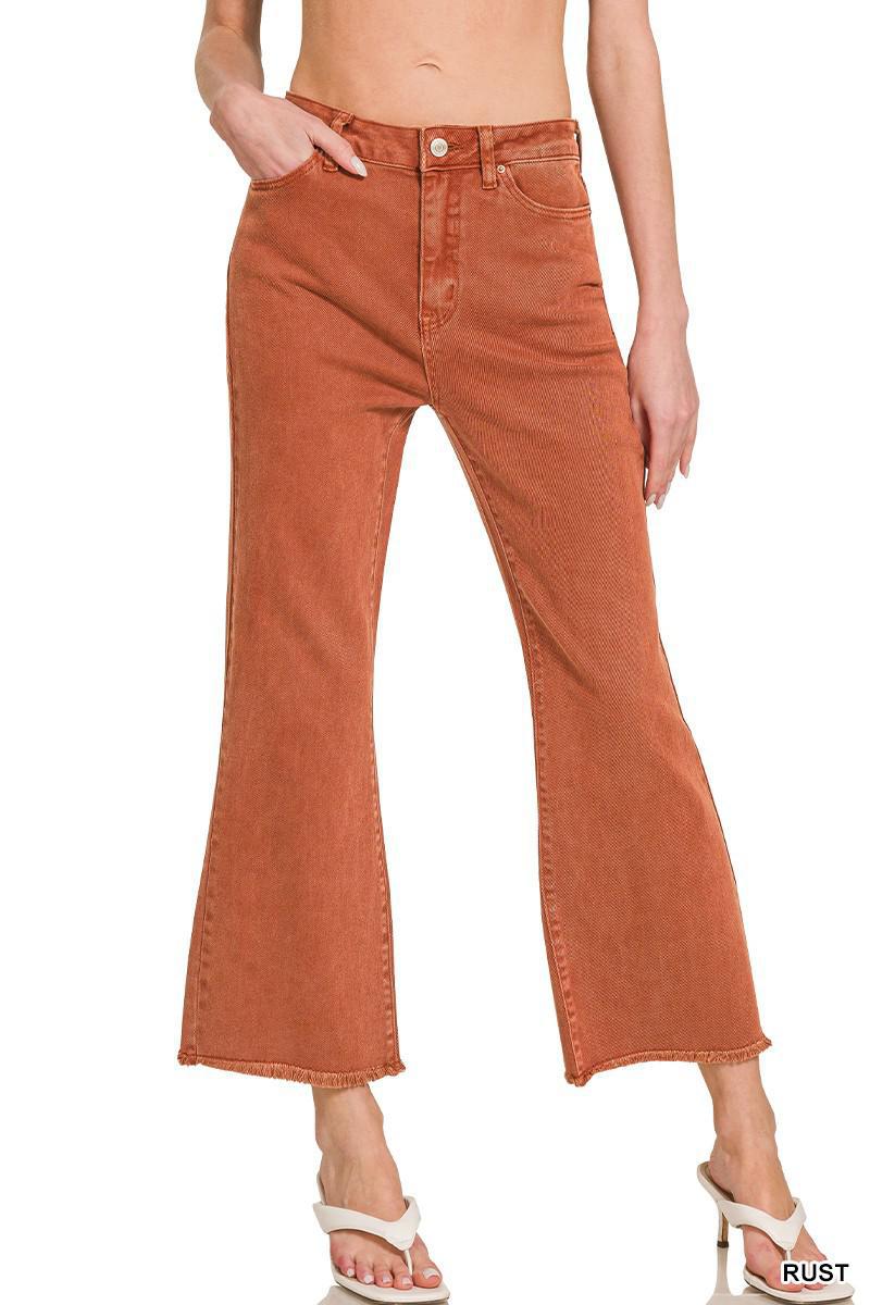 High Waist Frayed Bootcut Pants