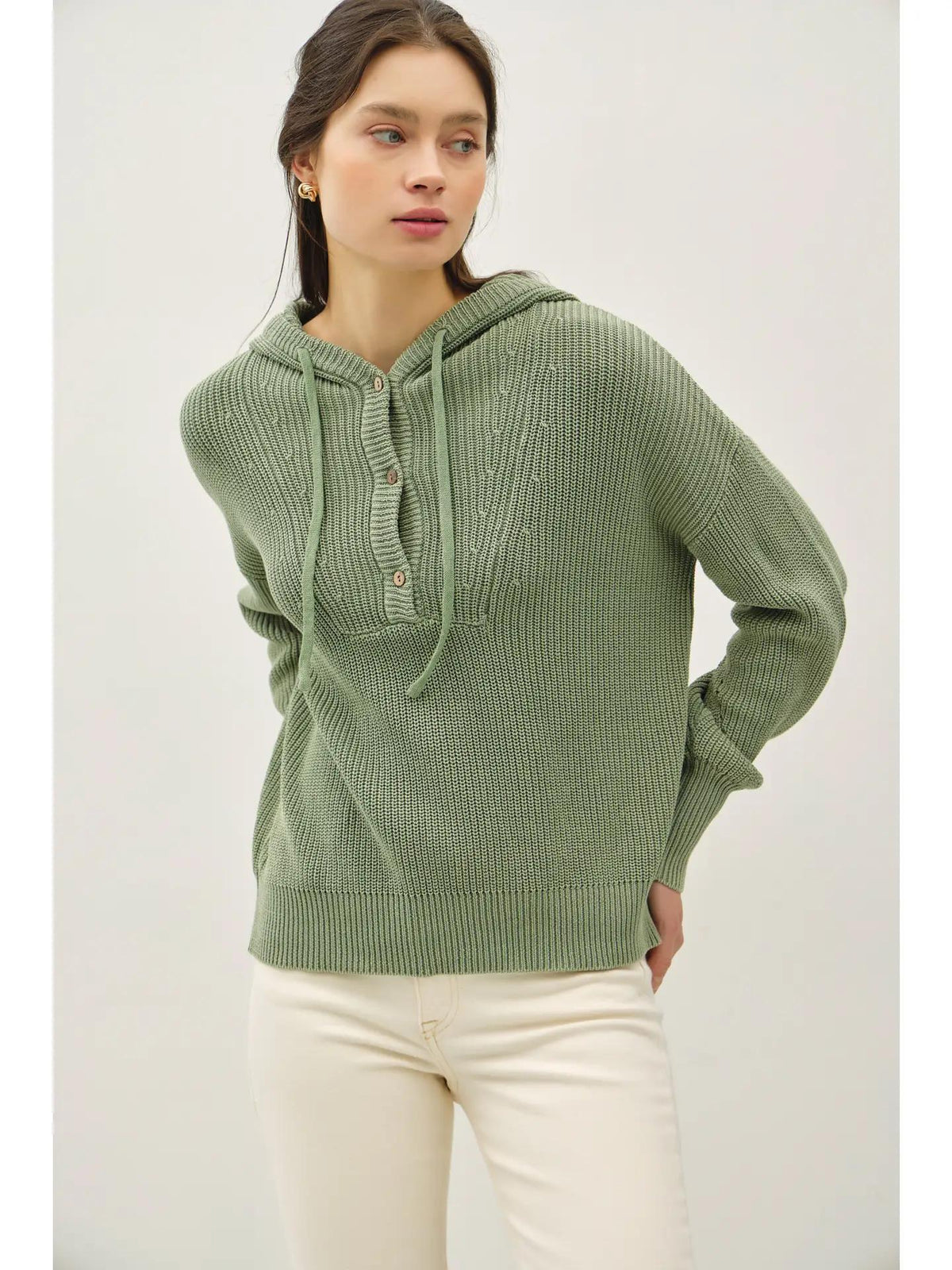 Chunky Hoodie Sweater - Sage