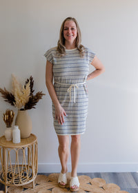 Cap Sleeve Striped Dress