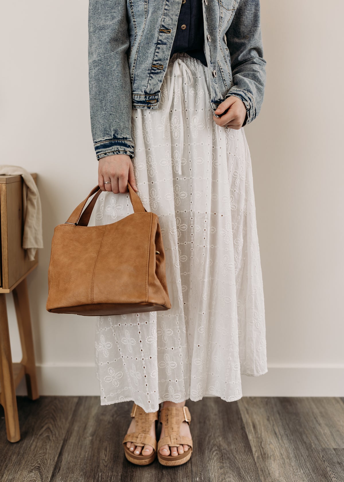 Eyelet Midi Skirt