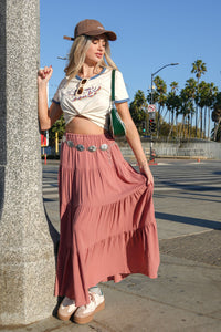 Elastic Waist Tiered Maxi