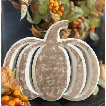 Whitewashed Pumpkin Sitter