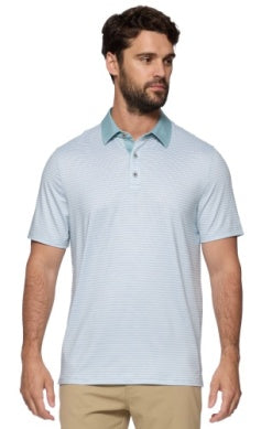 Kiawah Contrast Collar Mini Stripe Polo