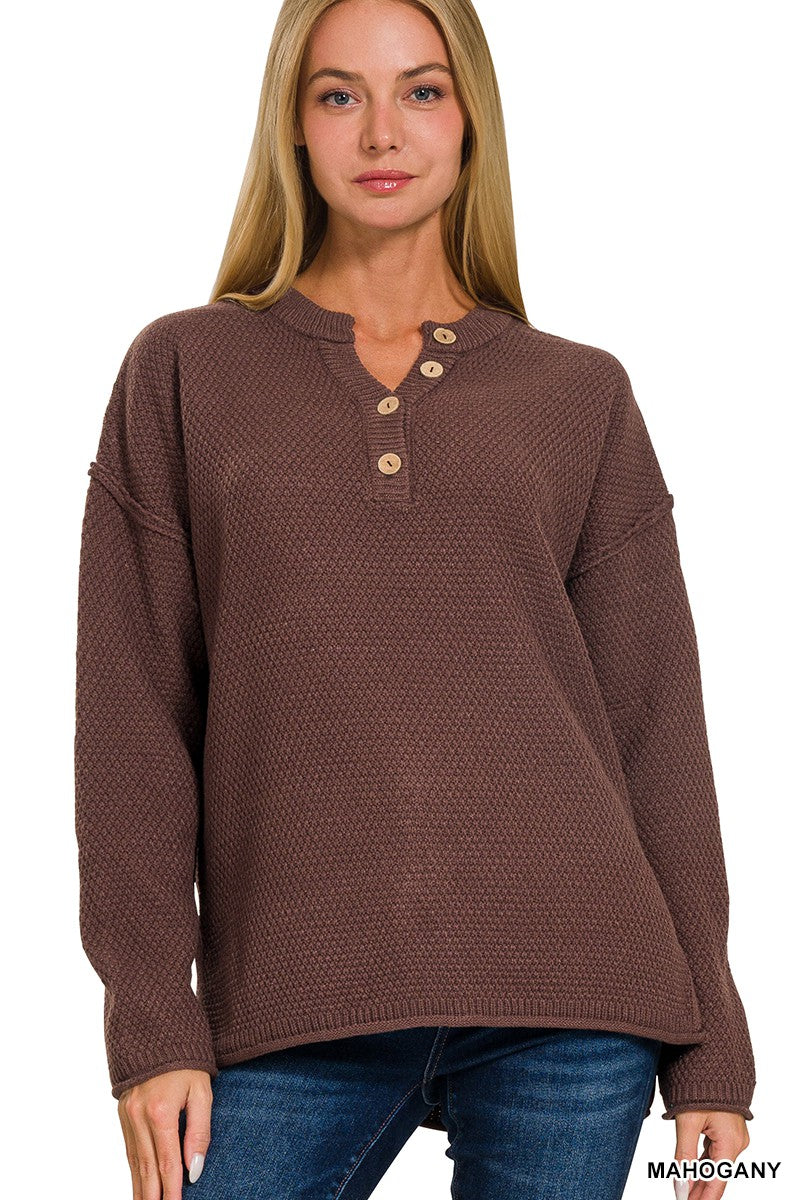 4 Button Henley Sweater