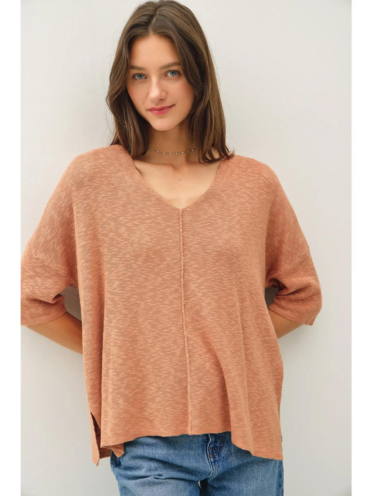 Half Sleeve Slub Sweater
