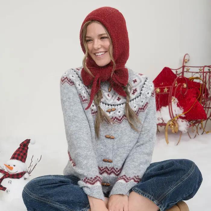 Fair Isle Button Cardigan - Grey