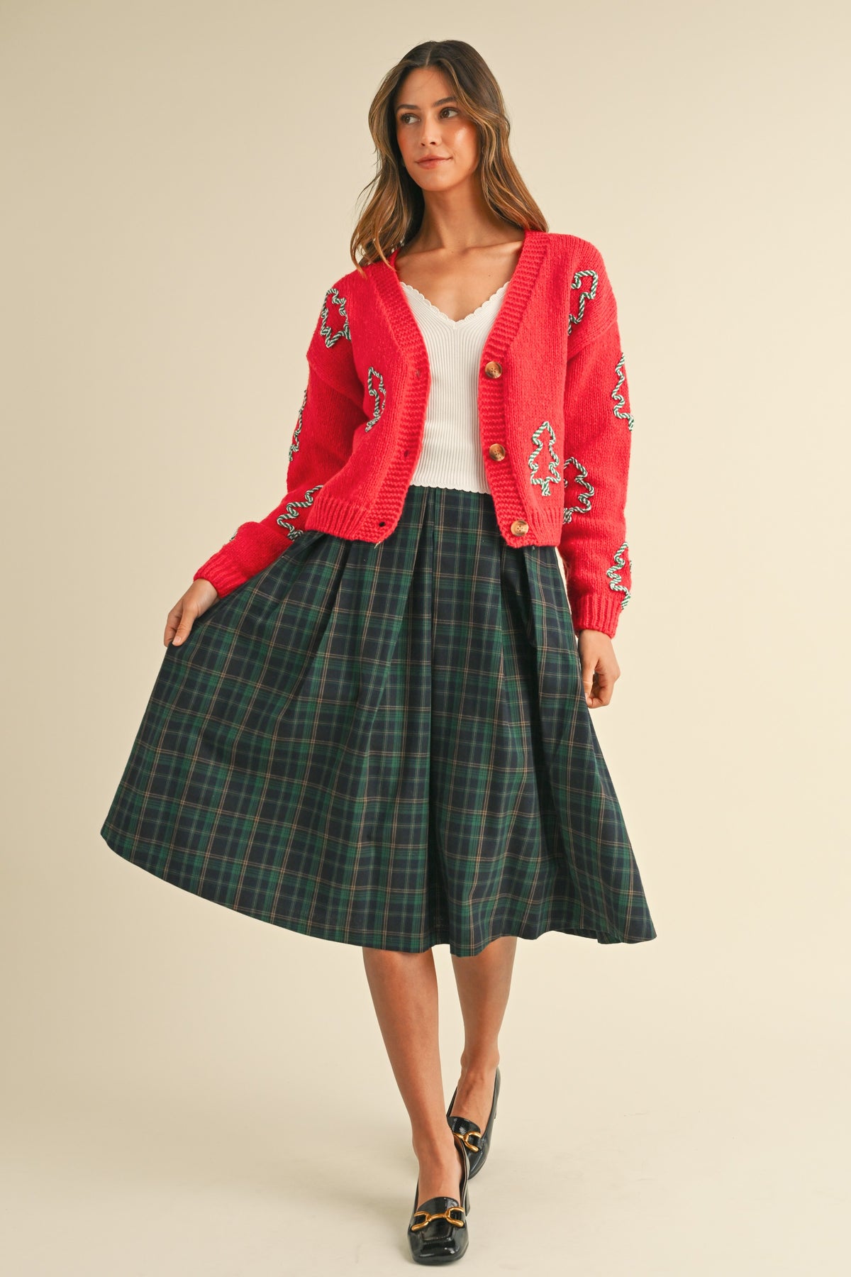 Plaid Box Pleat Skirt