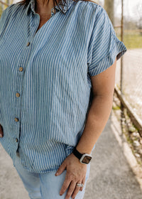 Plus Stripe Chambray Button Down