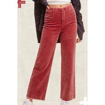 High Waisted Corduroy Pants - Rose Tea