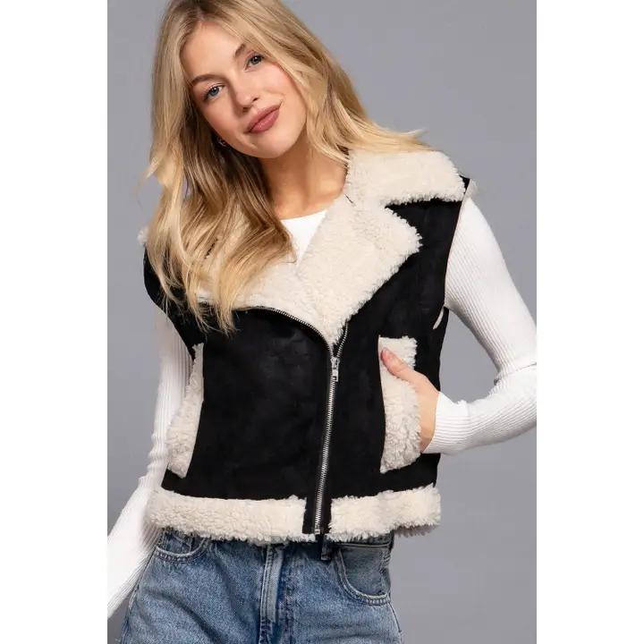 Plus Faux Suede Vest - Black