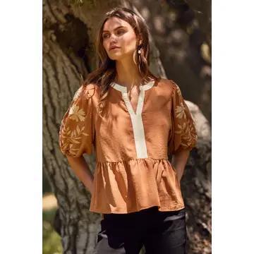 Windswept Waist Blouse - Mocha