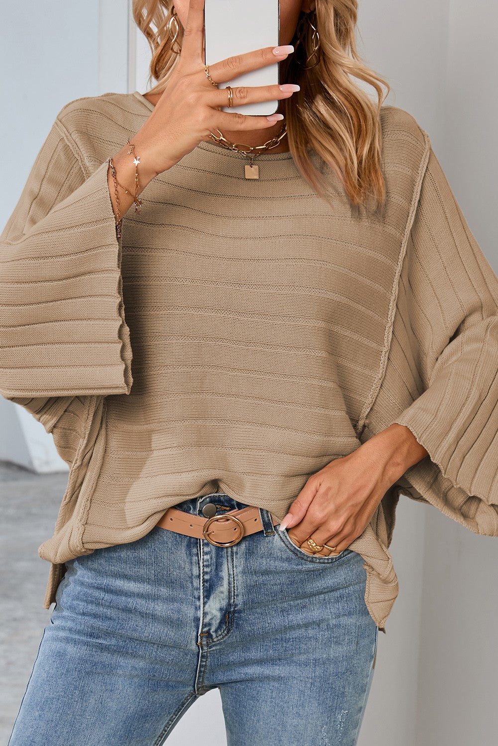Exposed Seam Dolman Top