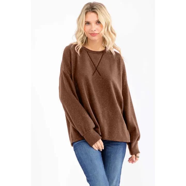 Glitter Pullover Sweater - Brown