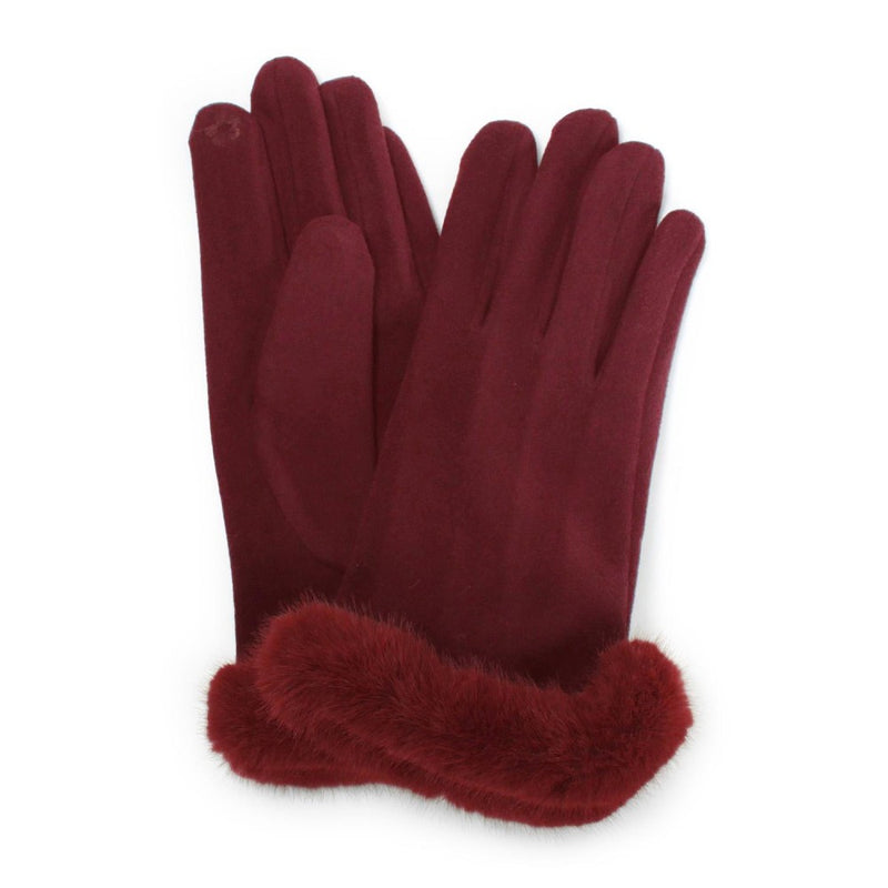 Suede Gloves W/Fur Wrist Cuff