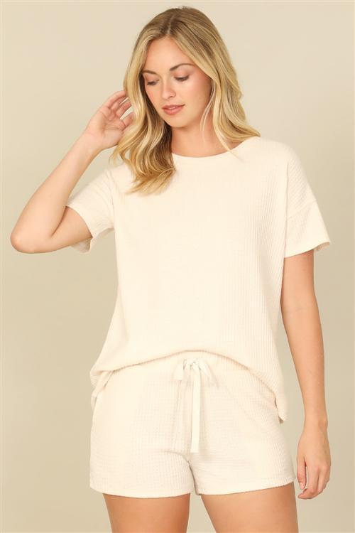 Plus Waffle Set Shorts - Natural