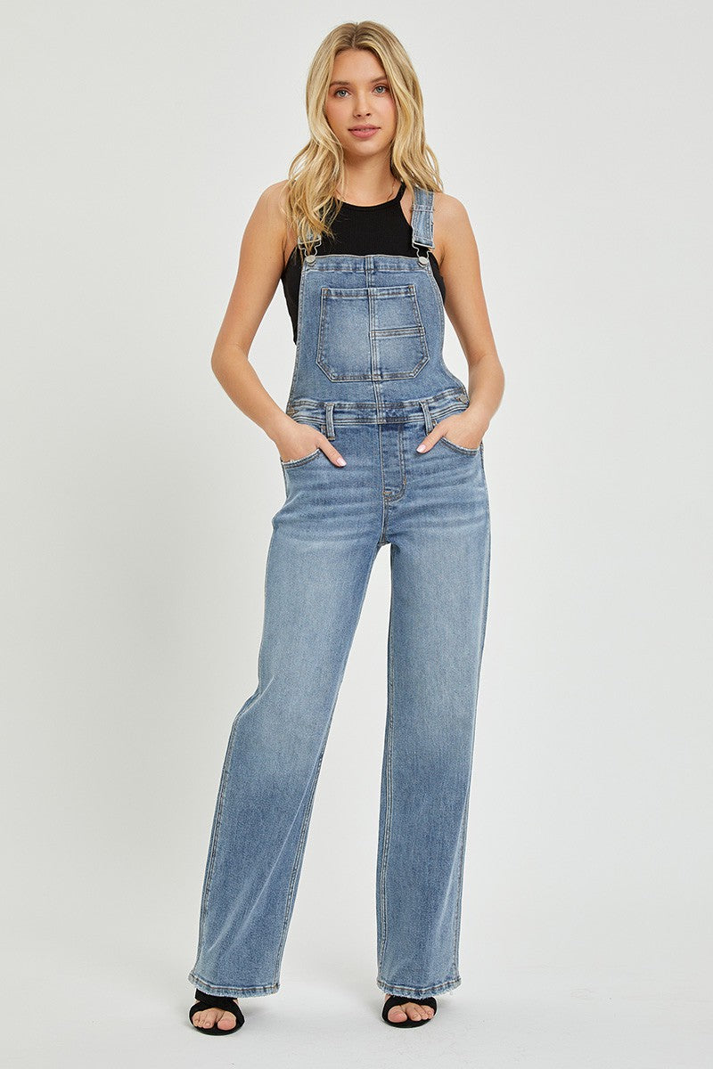 Wide Leg Denim Overalls