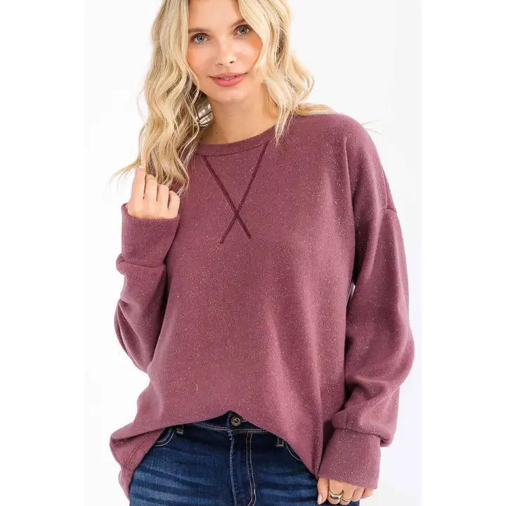 Glitter Pullover Sweater - Mulberry