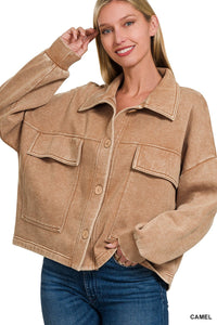 Acid Washed Cropped Shacket