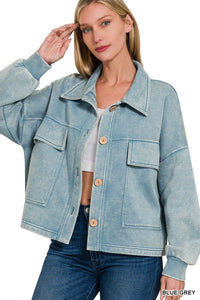 Acid Washed Cropped Shacket