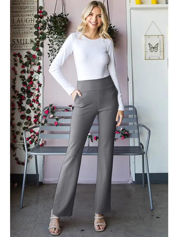 Plus Flare Pants w/ Pockets - Charcoal