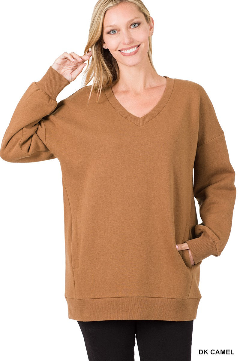 V-neck Sweatshirt w/Pockets